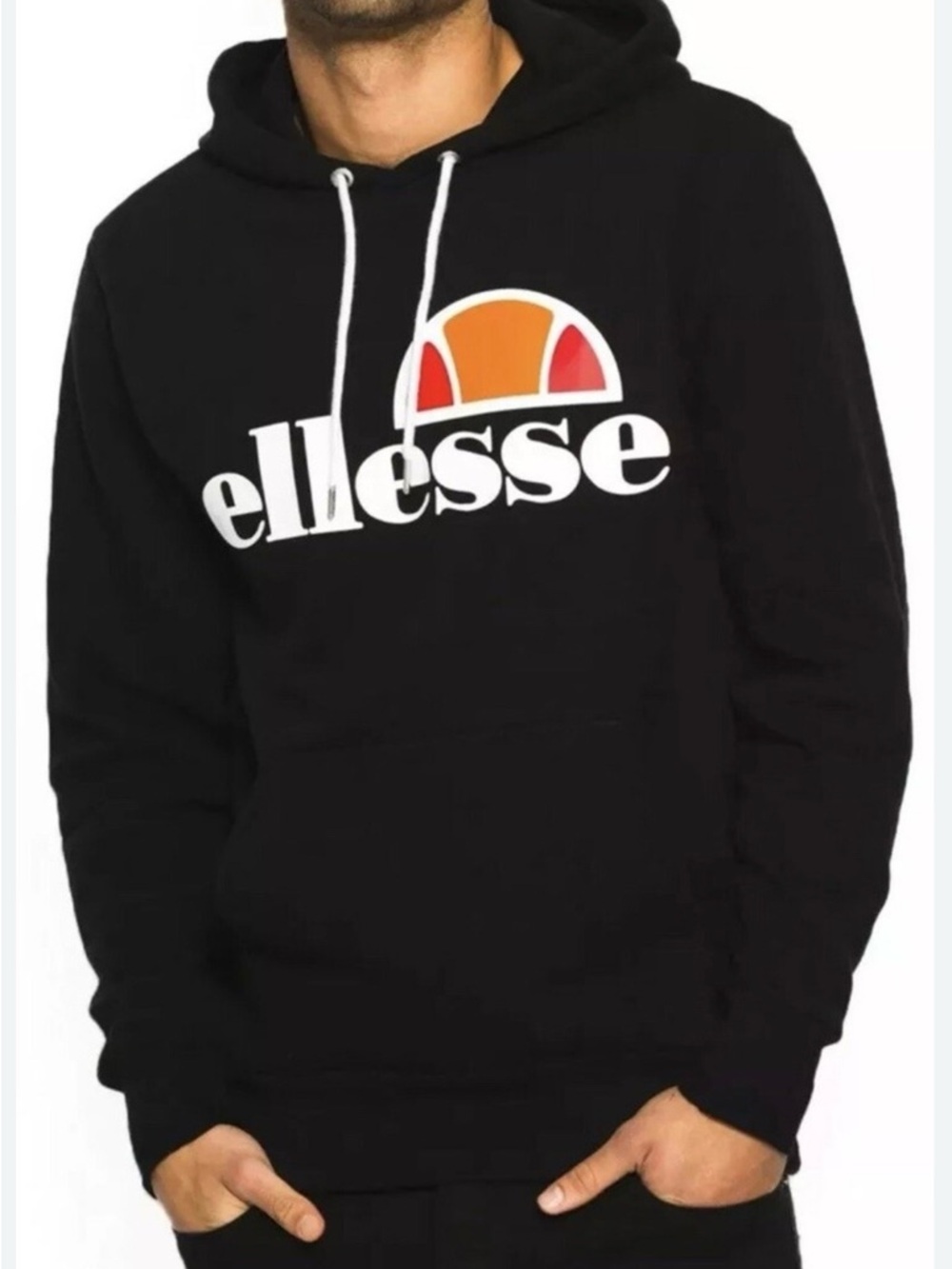 Ellesse Black Hoodie with White and Red Logo Unisex